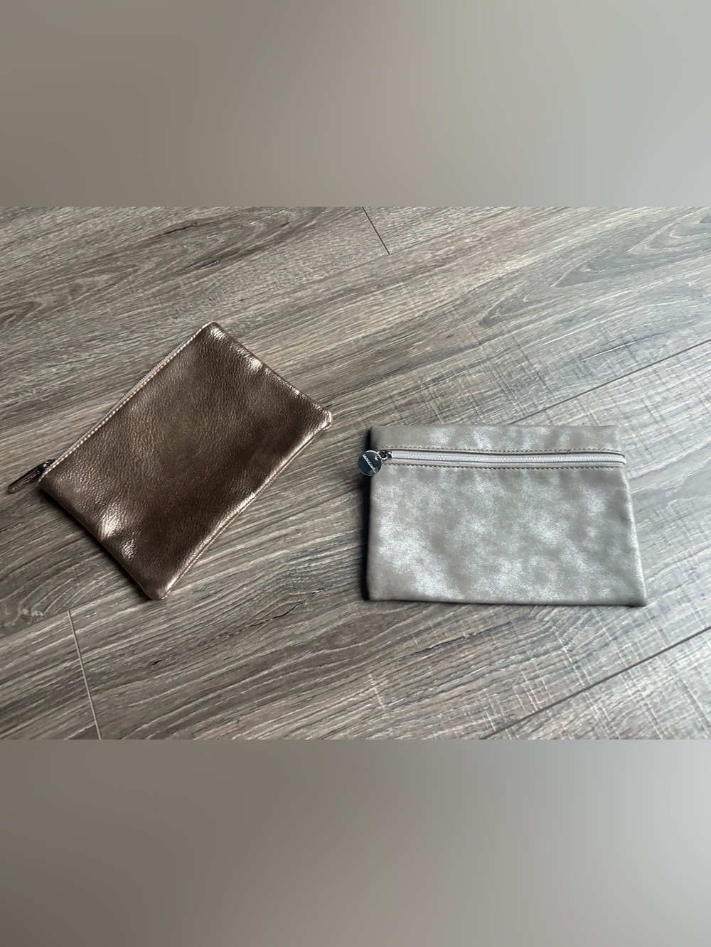 Set of bareMinerals Metallic Cosmetic Pouches in Silver and Rose Gold